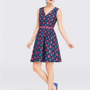 Draper James V-Neck ornament Mini Dress - Pink and Blue